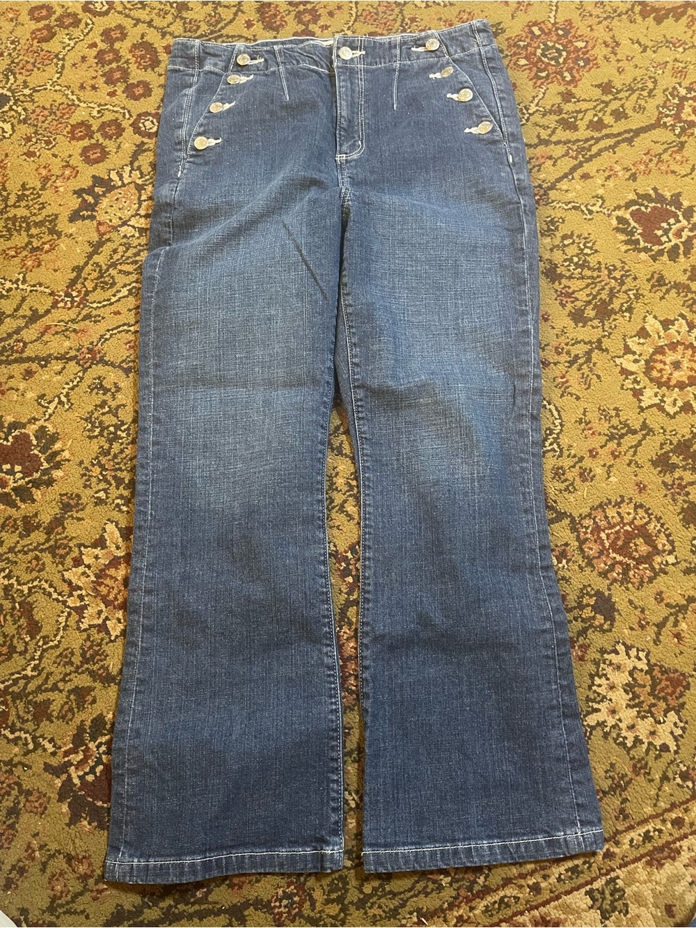 LOFT Medium Blue Sailor Cropped Flare Jeans 10